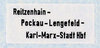 Zuglaufschild "Reitzenhain - Pockau-L. - Karl-Marx-Stadt"