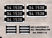 Lokschildersatz DB Alu - Nietziffern 0